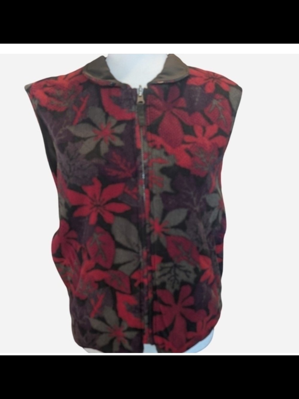 Sunic Brown Men's Zip Vest with Patterned Collar - Picture 3 of 10